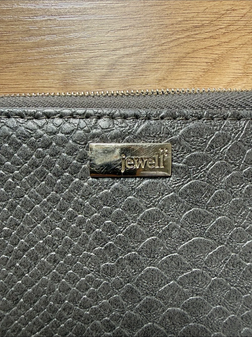 Jewell Grey Textured Zip-Around Wallet